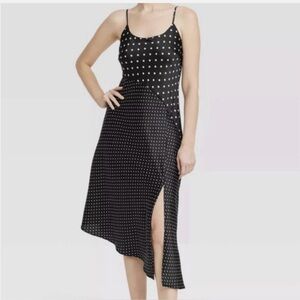NWT A New Day Asymmetrical Polka Dot Satin Dress